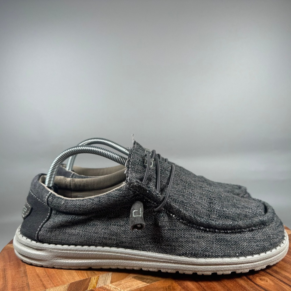 Hey Dude Wally Woven Carbone Grey Slip On Loafer Shoes Mens 10 110394300